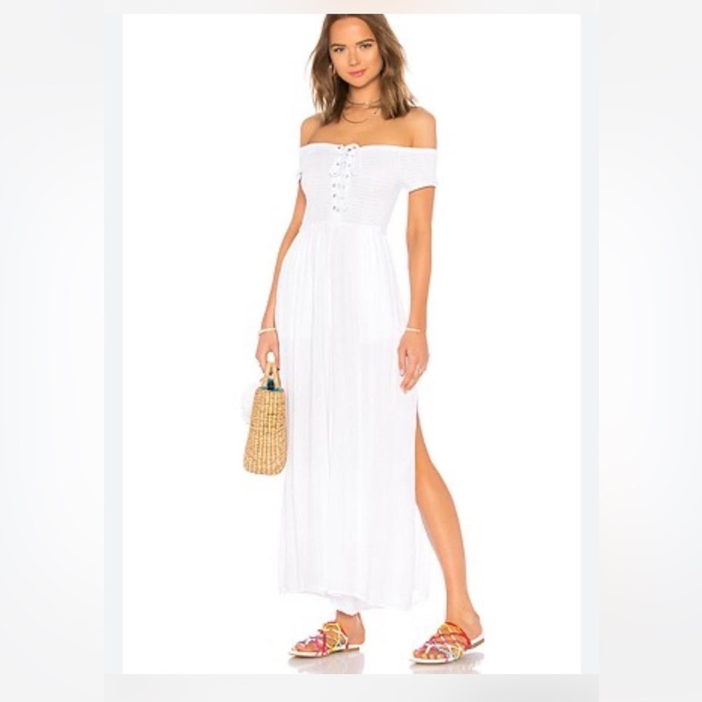 LSpace Sao Paolo gauze off the shoulder white  jumpsuit